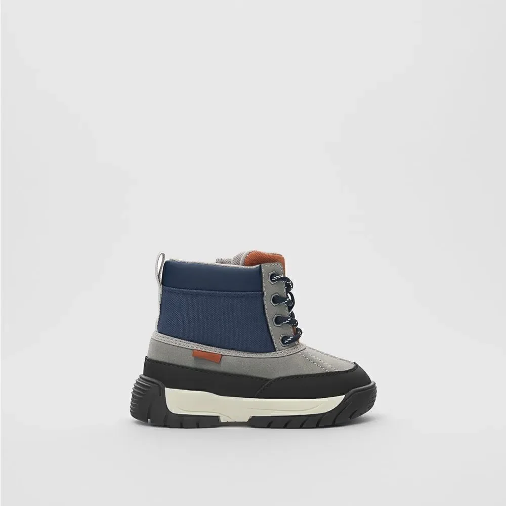 Zara CONTRASTING HIGH-TOP SNEAKERS Kids  12 .5